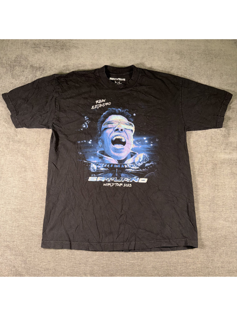 Run Alejandro Saturno World Tour 2023 Black Cotton T-Shirt Size L